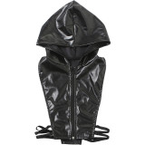 PU Leather Zipper Hooded Vest GZJQ-K25B81331