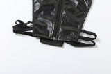 PU Leather Zipper Hooded Vest GZJQ-K25B81331