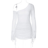 Hollow Out See Through Slash Neck Mini Dress GKLK-D3813792