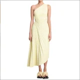 Single Shoulder Slash Neck Pleated Long Dress GTJR-RC3162