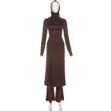 Solid Color Long Sleeve Long Dress Flare Pants Suit GZJQ-K25S81259