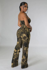 Plus Size Multicolor Print Wrap Chest Jumpsuit GHXF-HX0372