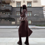 Solid Color Long Sleeve Long Dress Flare Pants Suit GZJQ-K25S81259