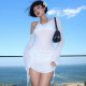 Hollow Out See Through Slash Neck Mini Dress GKLK-D3813792