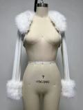 Plus Size Fashion Fuzzy Ball Cardigan Tops GHXF-HX0234