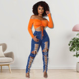 Fashion Holes Bandage Jeans GDAM-218189