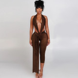 Sleeveless Halterneck Backless One Piece Outfits GZJQ-K25Q81851