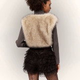 Faux Fur Patchwork Slim Short Jacket GZJQ-K25C80752