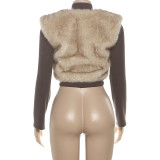 Faux Fur Patchwork Slim Short Jacket GZJQ-K25C80752