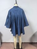 Loose Denim Pleated Casual Dress GTJR-RC3332