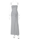 Off Shoulder Solid Color Maxi Dress GKLK-D5218514Y