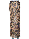Leopard-Print Chiffon Fishtail Skirt  GKLK-D4315729Y
