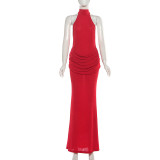 Solid Color Sleeveless Backless Maxi Dress GZJQ-K25D82796