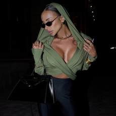 Gross V Neck Sexy Split Hooded Tops GZJQ-K25L80381