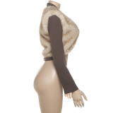 Faux Fur Patchwork Slim Short Jacket GZJQ-K25C80752
