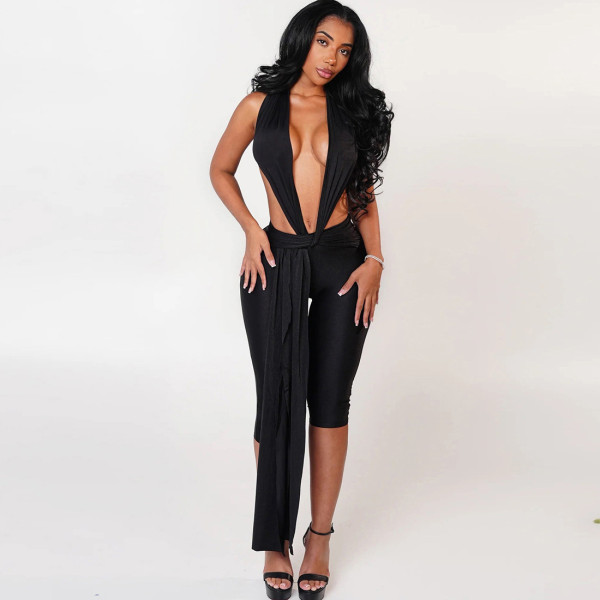Sleeveless Halterneck Backless One Piece Outfits GZJQ-K25Q81851