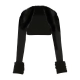Plus Size Fashion Fuzzy Ball Cardigan Tops GHXF-HX0234