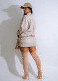 PU Leather Long Sleeve Pleated Skirt Suit GTJR-RC3309