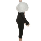Fur Patchwork Tight Jumpsuit GZJQ-K25Q80180