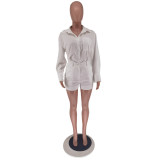 Solid Color Long Sleeve Shirt Short Set GTJR-RC3251
