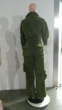 Plus Size Lamb Fleece Long Sleeve Warm Pants Suit GHXF-HX0373