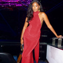 Solid Color Sleeveless Backless Maxi Dress GZJQ-K25D82796