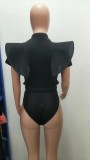 Plus Size Ruffles Sleeve Short Sleeve Bodysuit GHXF-HX0255