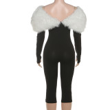 Fur Patchwork Tight Jumpsuit GZJQ-K25Q80180