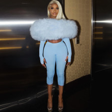 Fur Patchwork Tight Jumpsuit GZJQ-K25Q80180