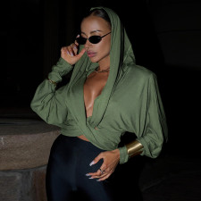 Gross V Neck Sexy Split Hooded Tops GZJQ-K25L80381