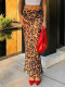 Leopard-Print Chiffon Fishtail Skirt  GKLK-D4315729Y