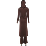 Solid Color Long Sleeve Long Dress Flare Pants Suit GZJQ-K25S81259