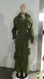 Plus Size Lamb Fleece Long Sleeve Warm Pants Suit GHXF-HX0373