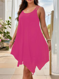 Plus Size Loose Solid Color Sling Casual Dress GAWE-TB5960