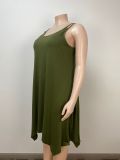 Plus Size Loose Solid Color Sling Casual Dress GAWE-TB5960