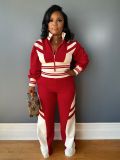 Contrast Color Zipper Two Piece Pants Set HNIF-M3066