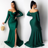 Sexy Off Shoulder Split Maxi Dress HNIF-AL143