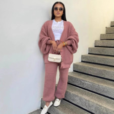 Loose V Neck Sweater Two Piece Pants Set NY-MY109