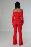 One Shoulder Long Sleeve Wide Leg Pant Suit HNIF-M3246