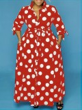 Plus Size Polka Dots Print Shirt Dress GAWE-TB5172