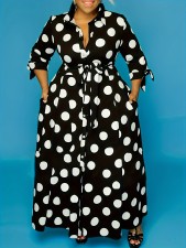 Plus Size Polka Dots Print Shirt Dress GAWE-TB5172