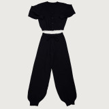 Loose V Neck Sweater Two Piece Pants Set NY-MY109
