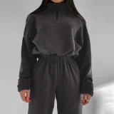 Loose Zipper Sweatshirt Two Piece Pant Set GLXF-M5972