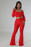 One Shoulder Long Sleeve Wide Leg Pant Suit HNIF-M3246