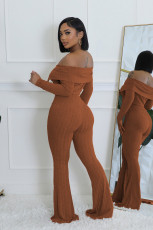 One Shoulder Long Sleeve Wide Leg Pant Suit HNIF-M3246