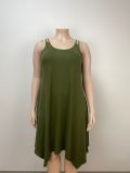 Plus Size Loose Solid Color Sling Casual Dress GAWE-TB5960
