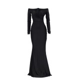 Sexy Off Shoulder Split Maxi Dress HNIF-AL143