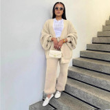 Loose V Neck Sweater Two Piece Pants Set NY-MY109