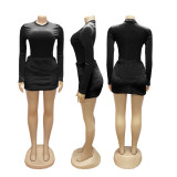 Tight Long Sleeve Bodysuit Two Piece Skirts Set SFY-779