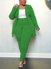 Plus Size Solid Color Two Piece Pants Set(Without Vest) GAWE-TB6460